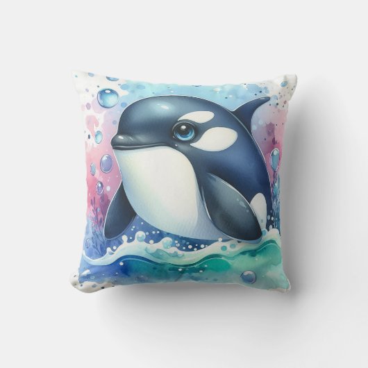 Coussin Baleine à l'aquarelle (Recto)