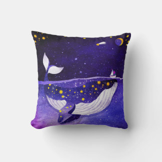 Coussin Baleine magique : Nuit Océanique Noire
