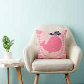 Coussin Baleine rose sur le carreau rose de rayure de (Chaise)
