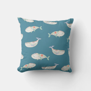 Coussin Baleine scandinave, animaux de mer motif