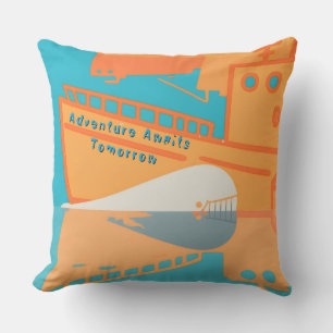 Coussin Baleine sous le port - L'aventure attend demain