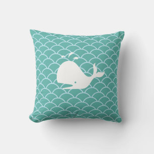 Coussin Baleine sur les vagues Turquoises
