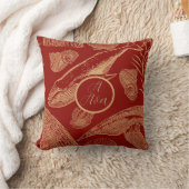 Coussin Baleine Vintage côtière, Nourriture, Rouge (Couverture)