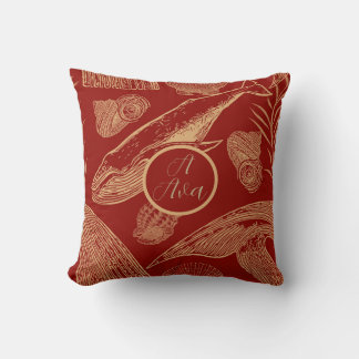 Coussin Baleine Vintage côtière, Nourriture, Rouge