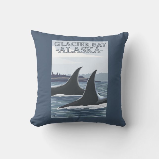 Coussin Baleines #1 - baie de glacier, Alaska d'orque (Recto)