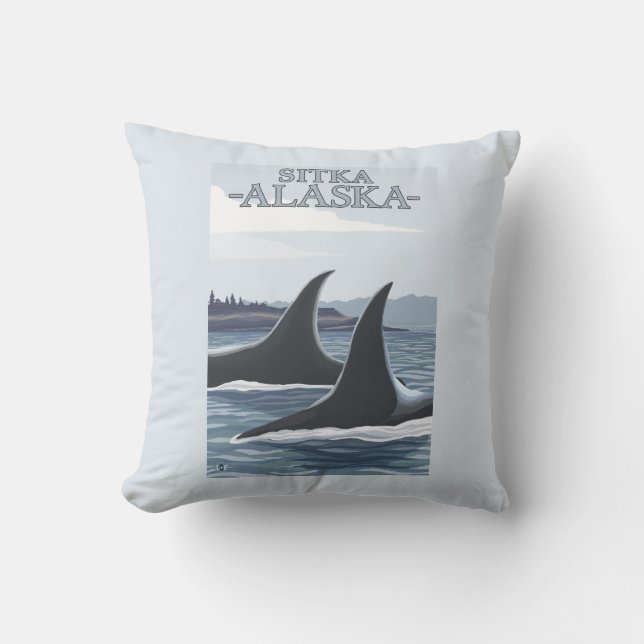 Coussin Baleines #1 - Sitka, Alaska d'orque (Recto)