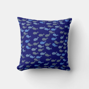 Coussin baleines bleues mignonnes, motif marin