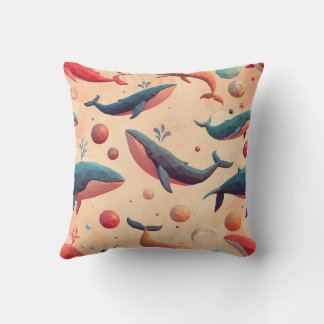Coussin Baleines cosmiques flottantes