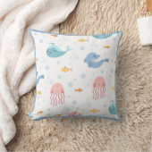Coussin Baleines Dolphins Jellyfish Pink Ocean Sea Fish Bo (Couverture)
