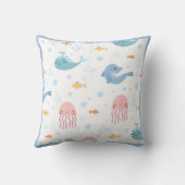 Coussin Baleines Dolphins Jellyfish Pink Ocean Sea Fish Bo (Verso)