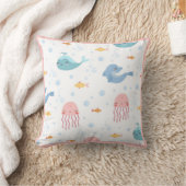 Coussin Baleines Dolphins Jellyfish Poisson rose Océan (Couverture)