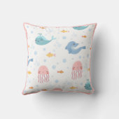Coussin Baleines Dolphins Jellyfish Poisson rose Océan (Verso)