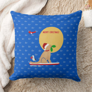 Coussin Baleines du jour de la plage Surf Golden Père Noël