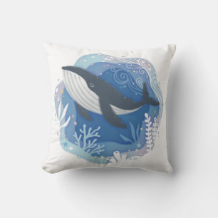 Coussin Baleines et coraux en papier océanique Illustratio