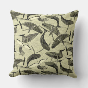 Coussin baleines et vagues naturelles