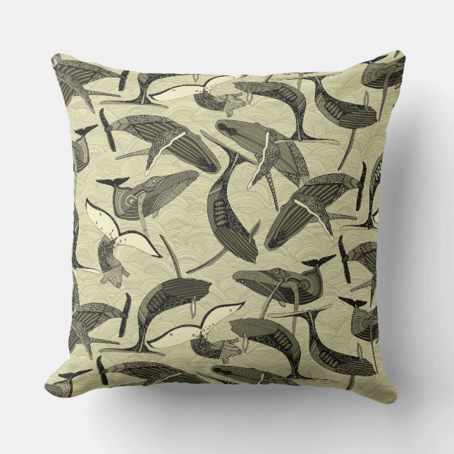 Coussin baleines et vagues naturelles (Recto)