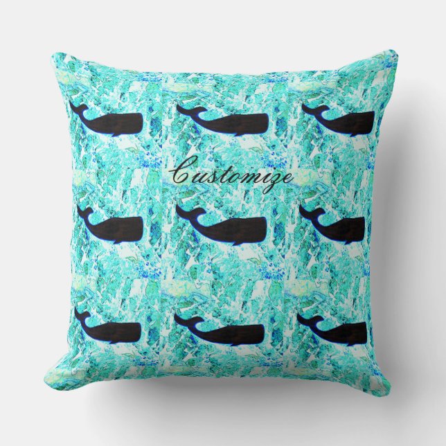 Coussin Baleines noires bleu Thunder_Cove (Recto)