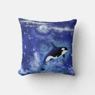 Coussin Baleines tueuses en Pleine lune - Dessin d'art - B