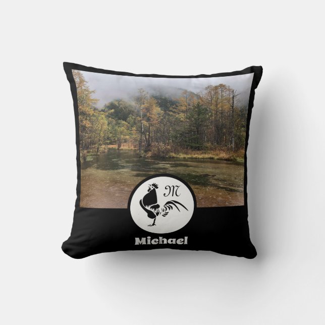 Coussin Balise de nom de la photo du monogramme de silhoue (Recto)