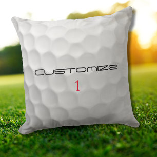 Coussin Balle de golf blanche texturée avec nom et numéro