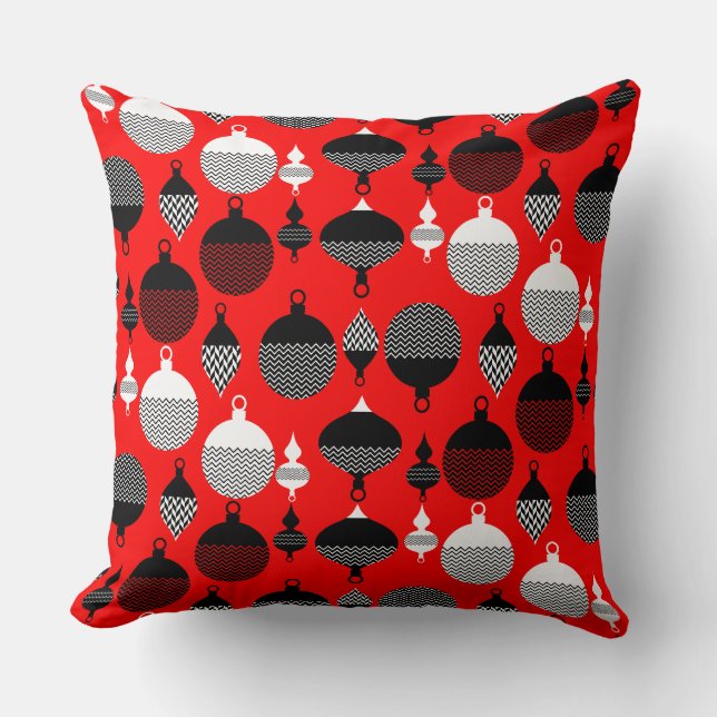 Coussin Balle Décorative De Noël Rouge Et Noir (Recto)