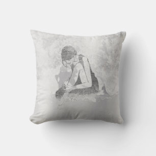 Coussin Ballerina Dancer Gris Grungy Métallurgie Mur Argen