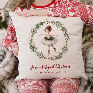 Coussin Ballerina de Noël magique Festive mignonne