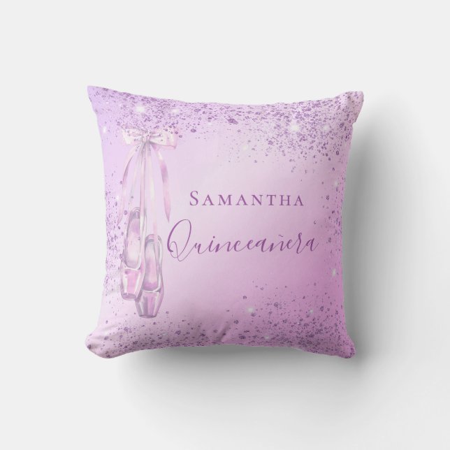 Coussin Ballerina de parties scintillant rose pourpre Quin (Recto)