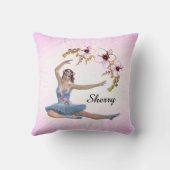 Coussin Ballerina en bleu Nom personnel sur rose (Verso)
