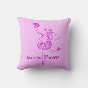 Coussin Ballerina fille rose violet court nom jetez oreill