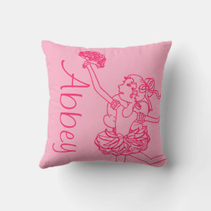 Coussin Ballerina fille rouge rose nom fille jetez oreille