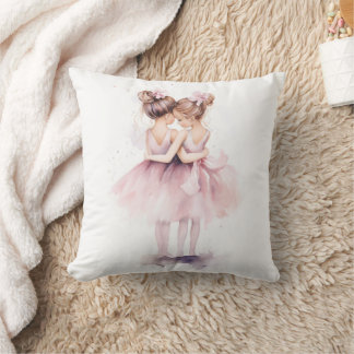Coussin Ballerina Soeurs Accrocher Ballet Aquarelle rose