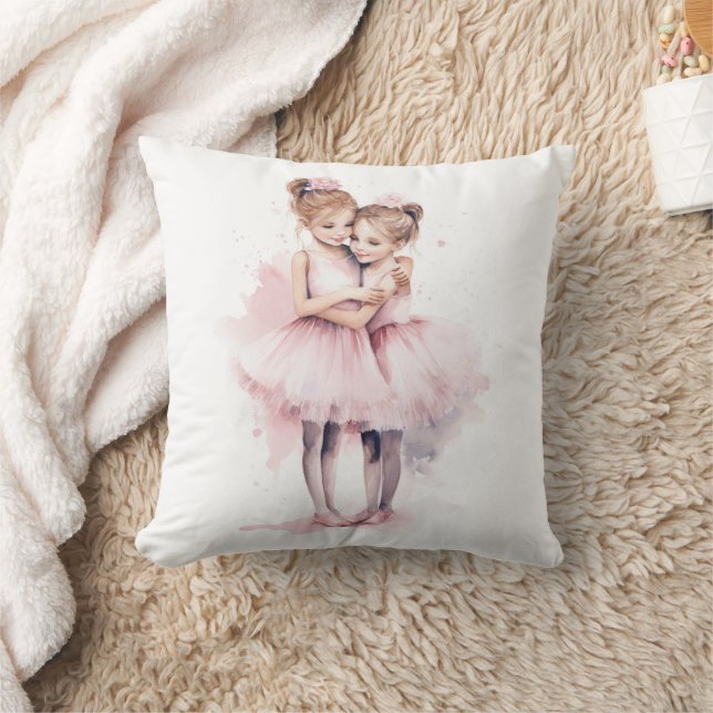 Coussin Ballerina Soeurs Embrasser la Danse Tutu Rose Hug (Couverture)