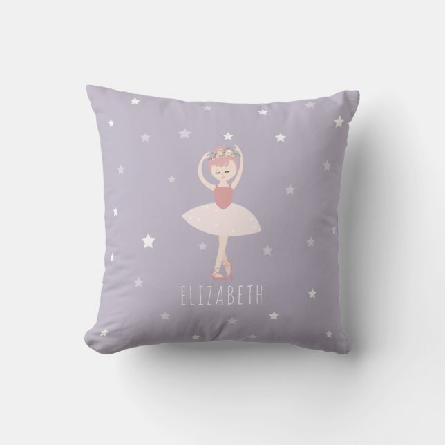 Coussin Ballerina Stars Purple Girl (Recto)