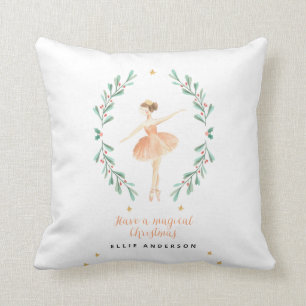 Coussin ballerine aquarelle botanique joli Noël