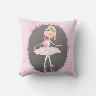 Coussin Ballerine de chambre de filles en rose et gris cou