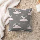 Coussin Ballerine de chambre de filles en rose et gris cou (Couverture)