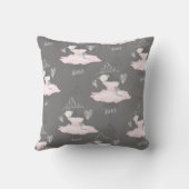 Coussin Ballerine de chambre de filles en rose et gris cou (Verso)