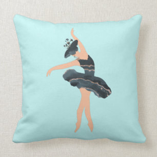 Coussin Ballerine papillon princesse bleu et jetez d'or p