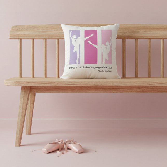 Coussin Ballerines Danse Citation Rose (Créateur téléchargé)