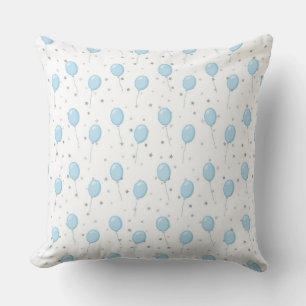 COUSSIN BALLES BLANCHES AVEC DES BALLOONS BÉBÉ BLEUS
