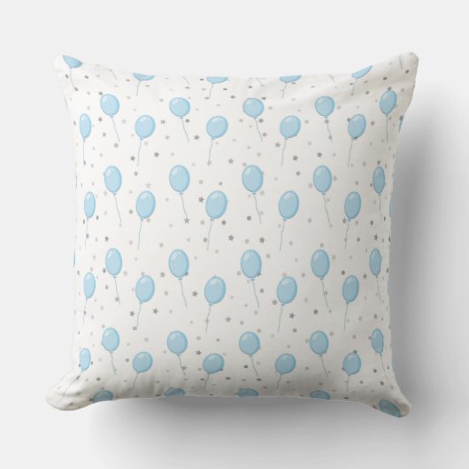 COUSSIN BALLES BLANCHES AVEC DES BALLOONS BÉBÉ BLEUS (Recto)
