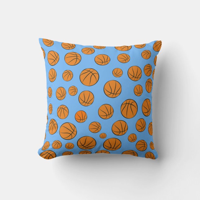 Coussin Balles de basket-ball sur fond bleu (Recto)