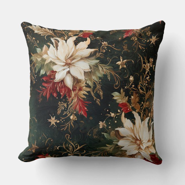 Coussin Ballet de Noël ombragé Botanique (Recto)