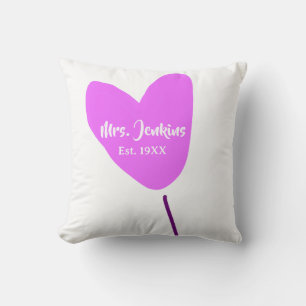 Coussin Ballon coeur rose Mme ajouter nom est. Ajouter ann