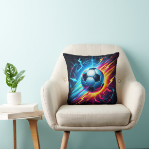Coussin Ballon de football électrique futuriste éclair