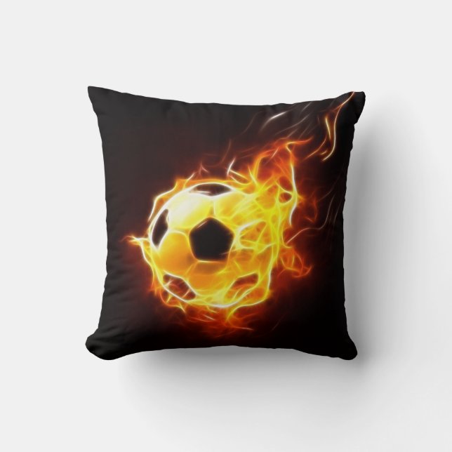 Coussin Ballon de football en flammes (Recto)