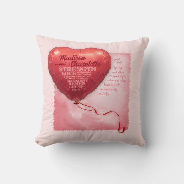 Coussin Ballon en forme de cœur d'amitié (Recto)