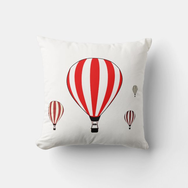 Coussin Ballons chauds rouges et blancs (Recto)
