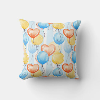 Coussin Ballons colorés : aquarelle couleur motif sans cou